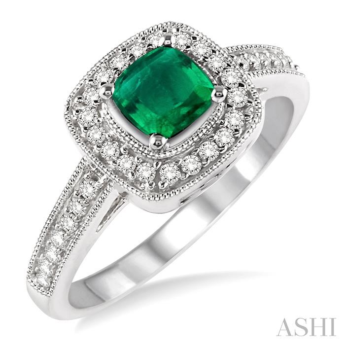 GEMSTONE & HALO DIAMOND RING
