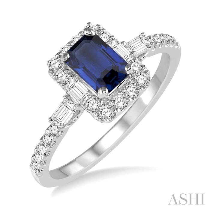 GEMSTONE & HALO DIAMOND RING