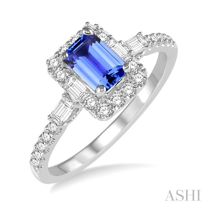 GEMSTONE & HALO DIAMOND RING
