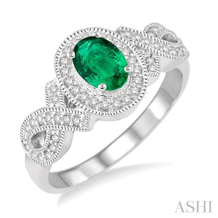 OVAL SHAPE GEMSTONE & DIAMOND RING