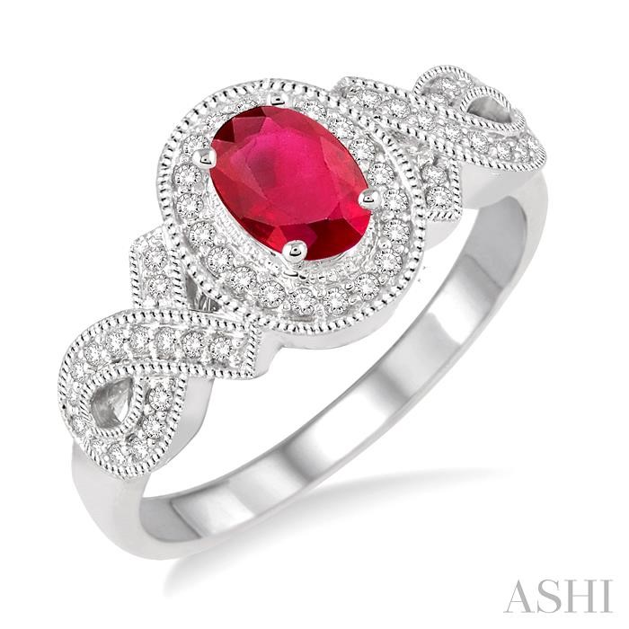 OVAL SHAPE GEMSTONE & DIAMOND RING