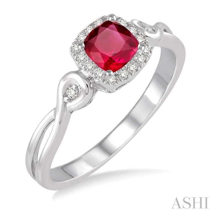 GEMSTONE & HALO DIAMOND RING