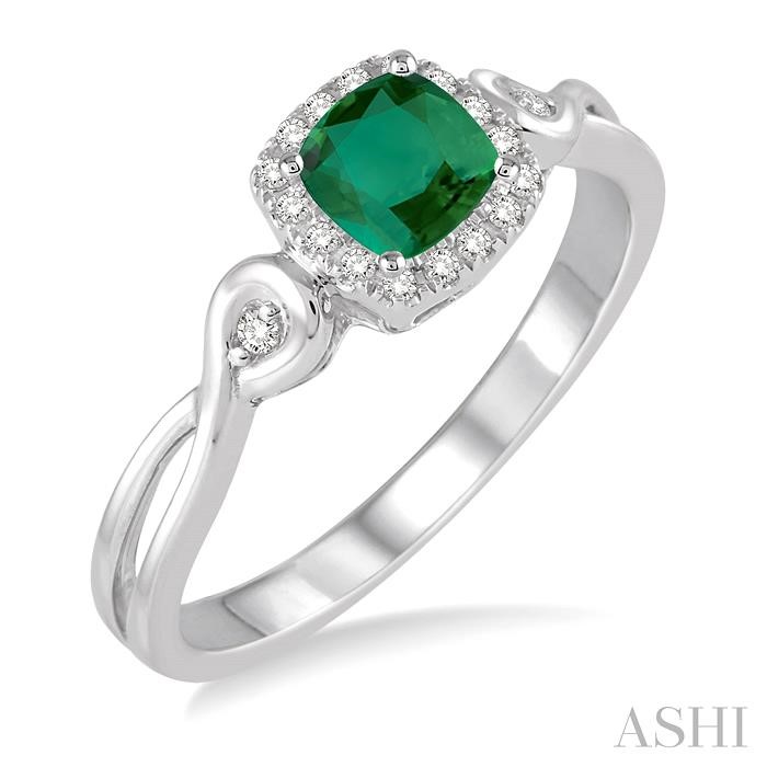 GEMSTONE & HALO DIAMOND RING