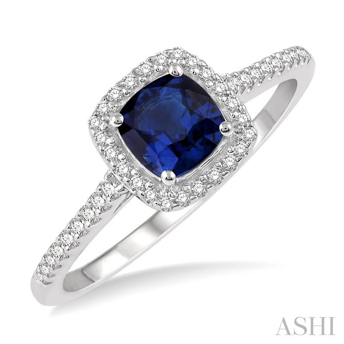 GEMSTONE & HALO DIAMOND RING