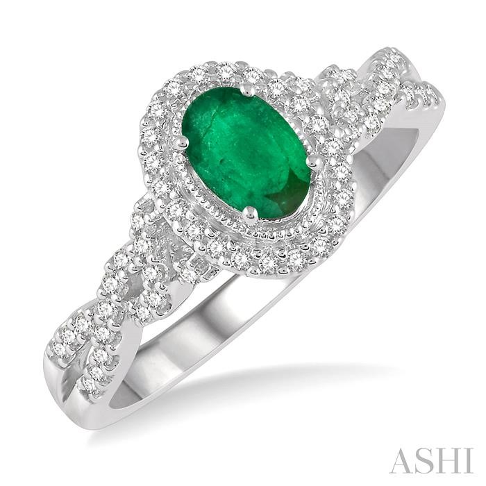OVAL SHAPE GEMSTONE & DIAMOND RING