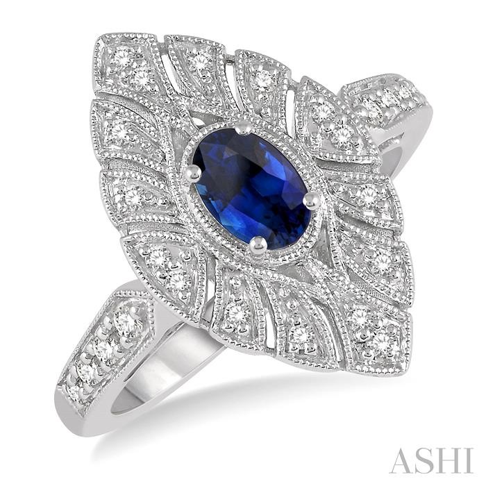 MARQUISE SHAPE GEMSTONE & DIAMOND RING
