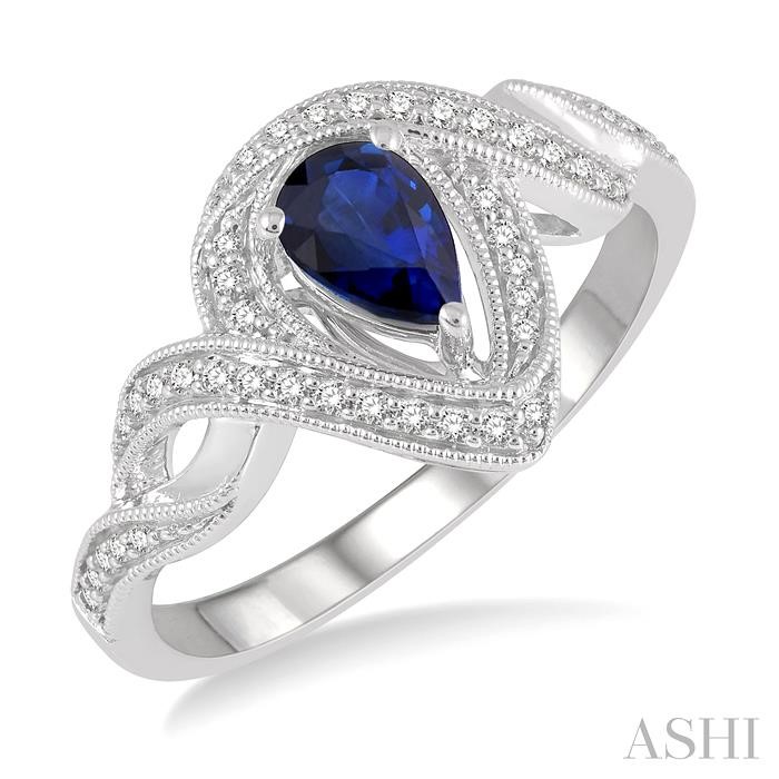 PEAR SHAPE GEMSTONE & DIAMOND RING