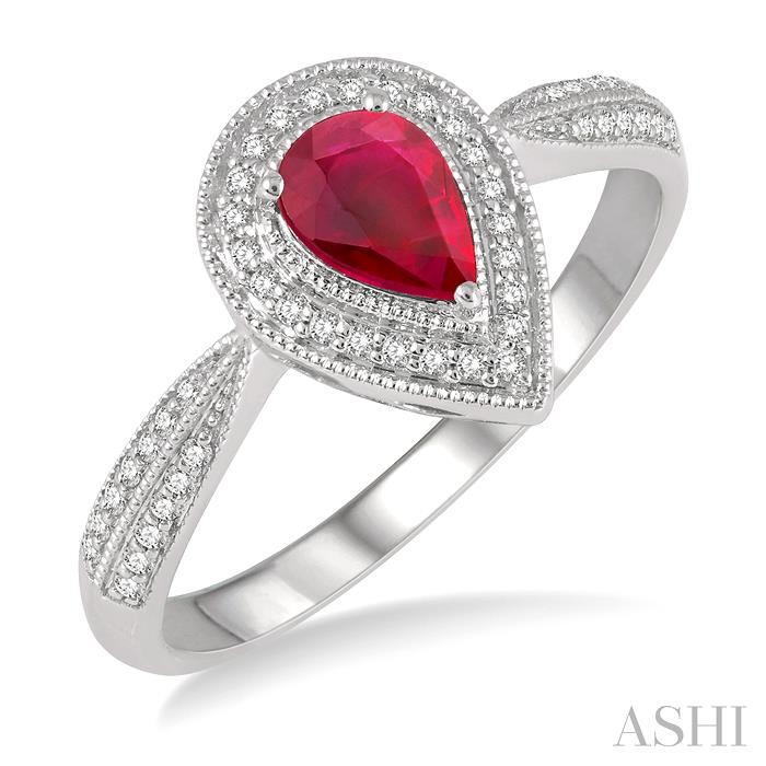 PEAR SHAPE GEMSTONE & DIAMOND RING