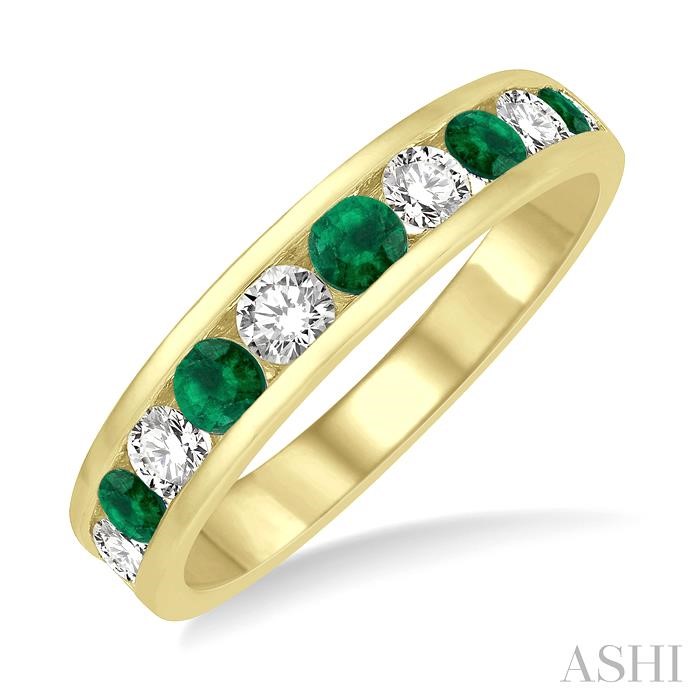 CHANNEL SET GEMSTONE & DIAMOND WEDDING BAND