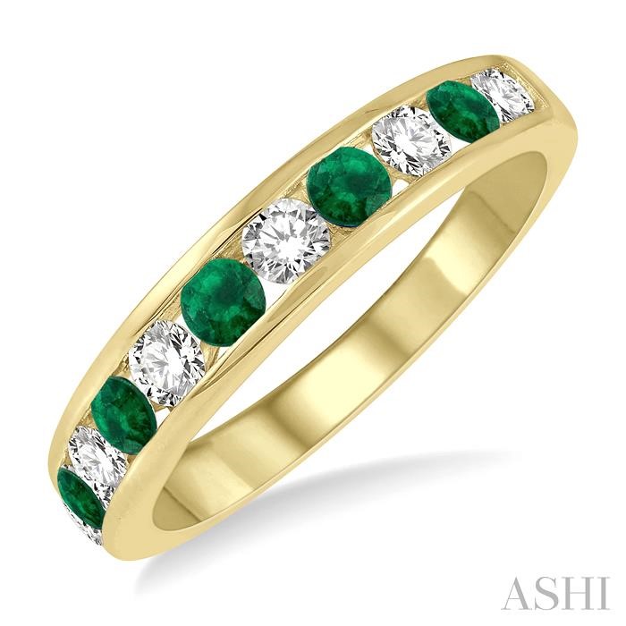 CHANNEL SET GEMSTONE & DIAMOND WEDDING BAND