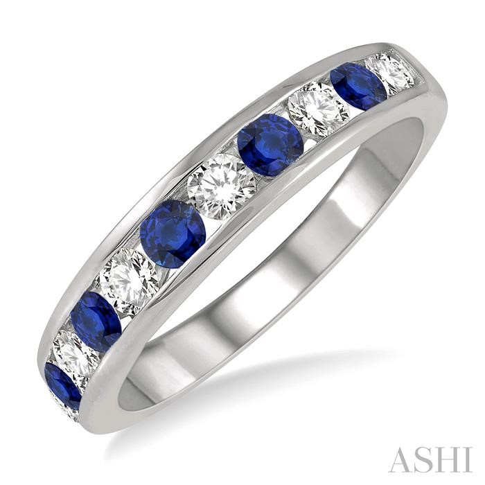CHANNEL SET GEMSTONE & DIAMOND WEDDING BAND
