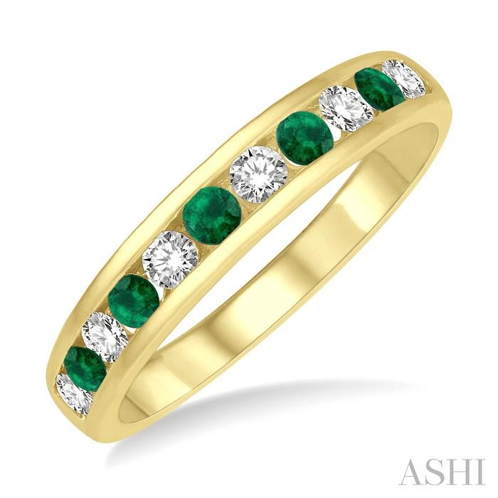 CHANNEL SET GEMSTONE & DIAMOND WEDDING BAND