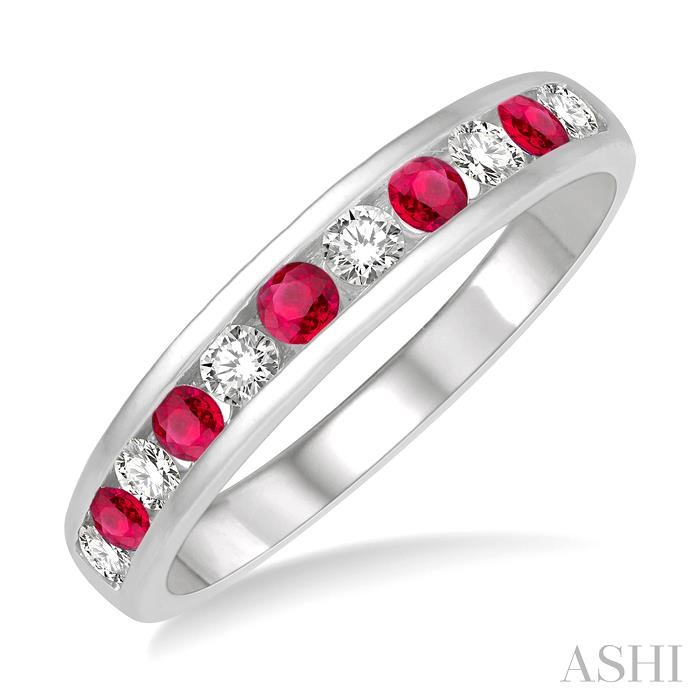 CHANNEL SET GEMSTONE & DIAMOND WEDDING BAND