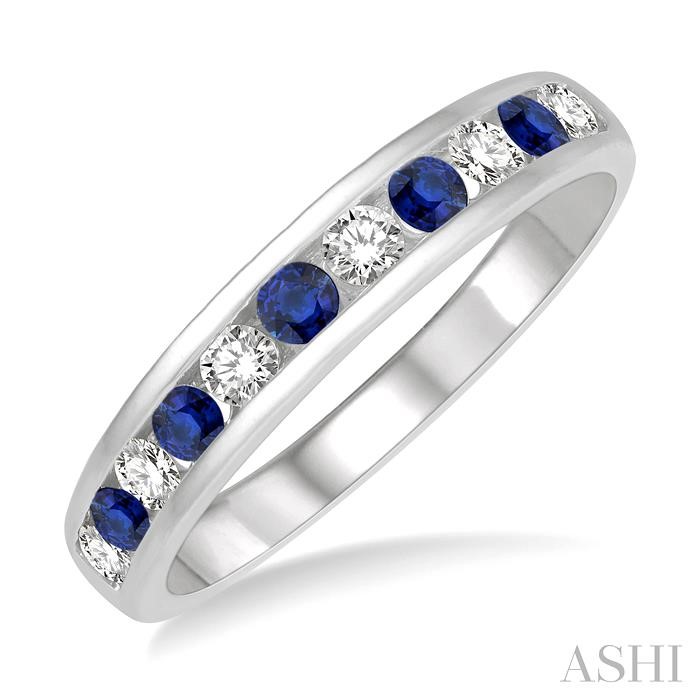 CHANNEL SET GEMSTONE & DIAMOND WEDDING BAND