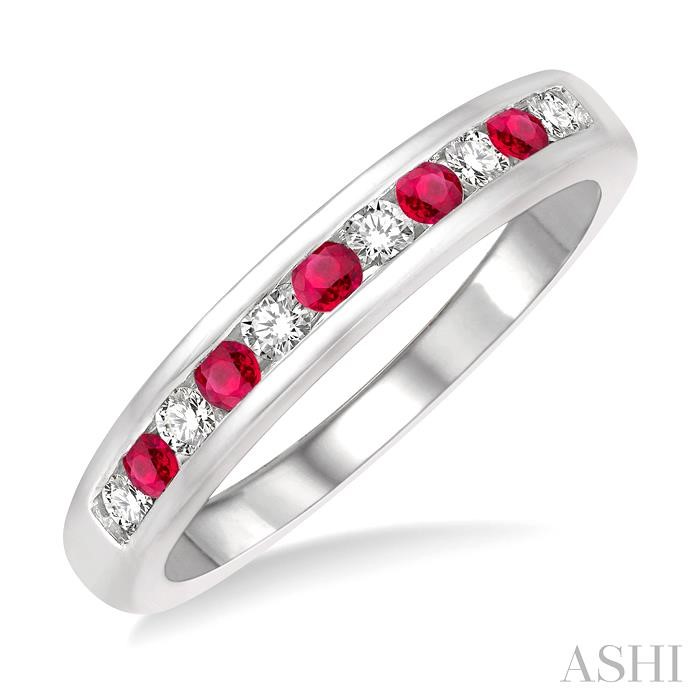 CHANNEL SET GEMSTONE & DIAMOND WEDDING BAND