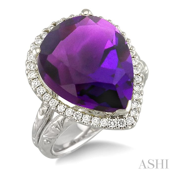 PEAR SHAPE GEMSTONE & DIAMOND RING