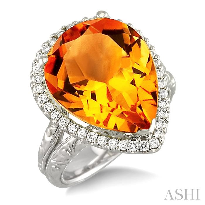 PEAR SHAPE GEMSTONE & DIAMOND RING