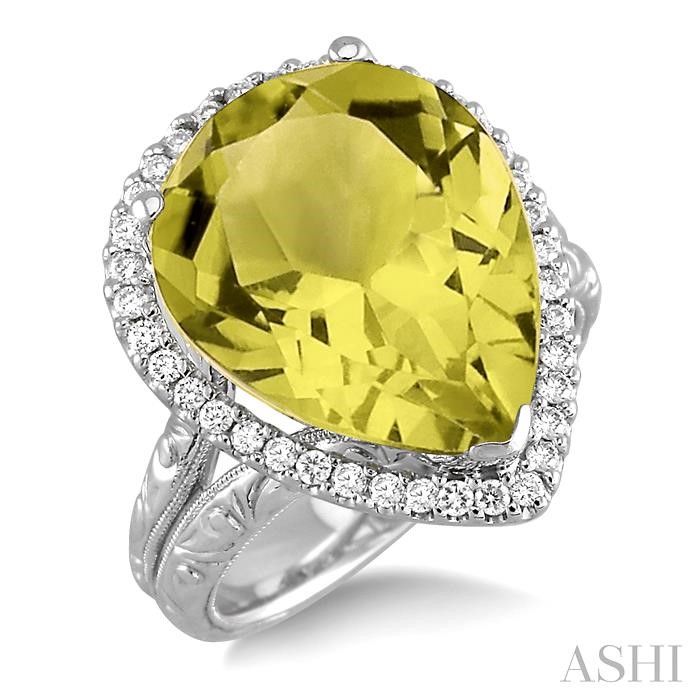 PEAR SHAPE GEMSTONE & DIAMOND RING