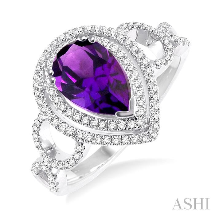 PEAR SHAPE GEMSTONE & DIAMOND RING