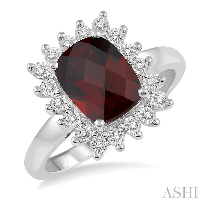 GEMSTONE & HALO DIAMOND RING