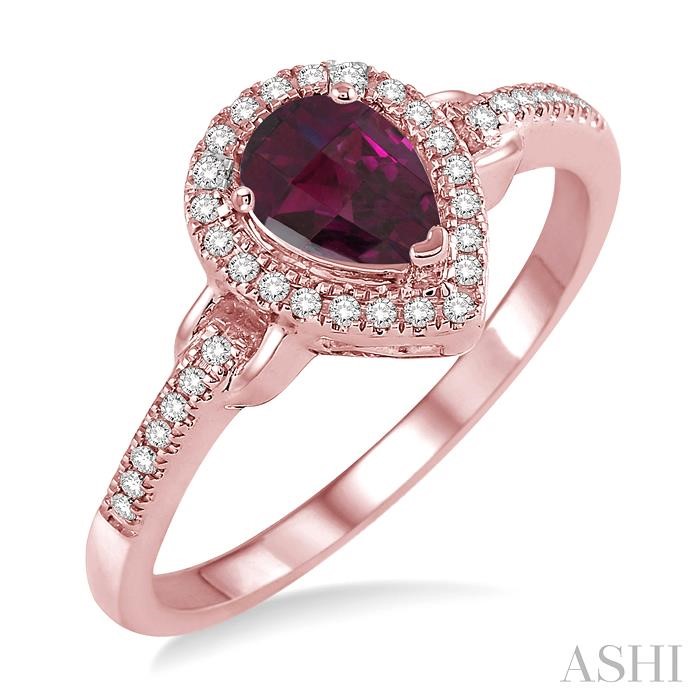 PEAR SHAPE GEMSTONE & DIAMOND RING
