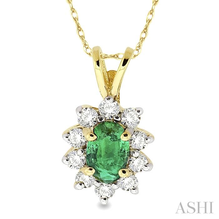OVAL SHAPE GEMSTONE & DIAMOND PENDANT