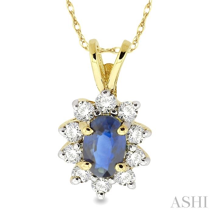 OVAL SHAPE GEMSTONE & DIAMOND PENDANT