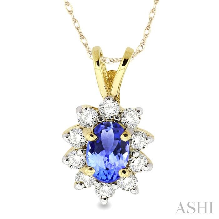 OVAL SHAPE GEMSTONE & DIAMOND PENDANT