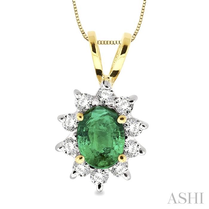 OVAL SHAPE GEMSTONE & DIAMOND PENDANT