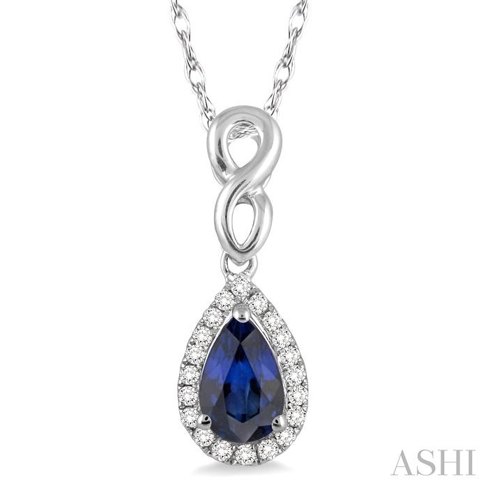 PEAR SHAPE GEMSTONE & DIAMOND PENDANT