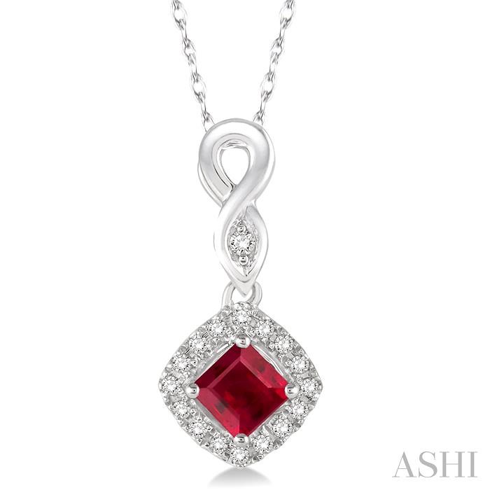 GEMSTONE & HALO DIAMOND PENDANT