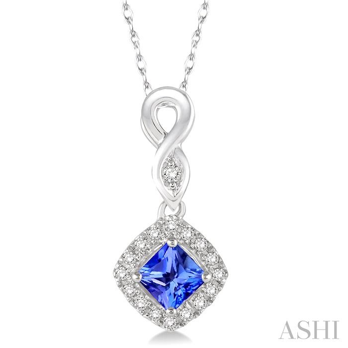 GEMSTONE & HALO DIAMOND PENDANT
