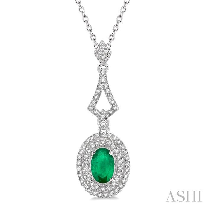 OVAL SHAPE GEMSTONE & DIAMOND PENDANT