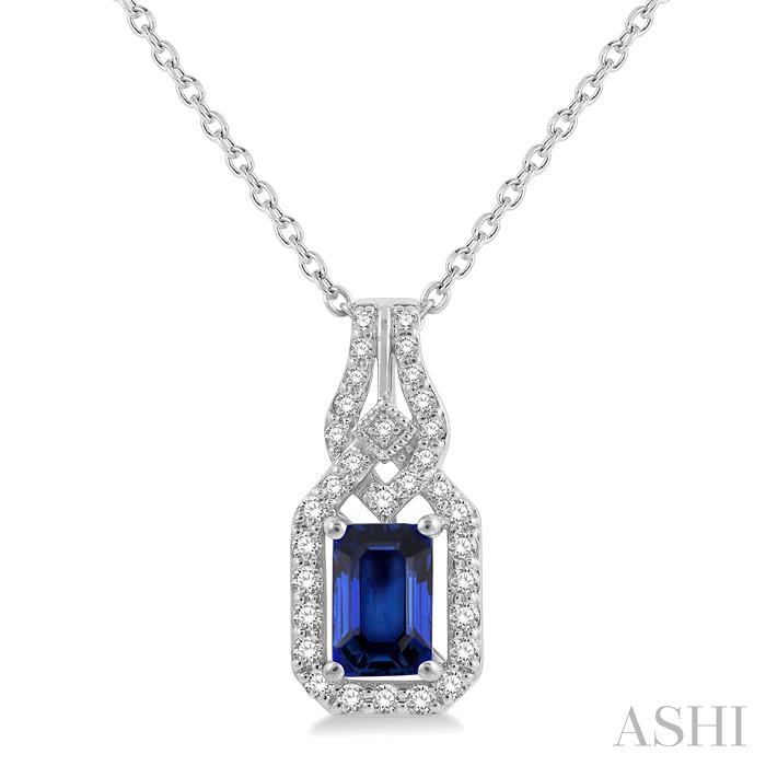 GEMSTONE & HALO DIAMOND PENDANT