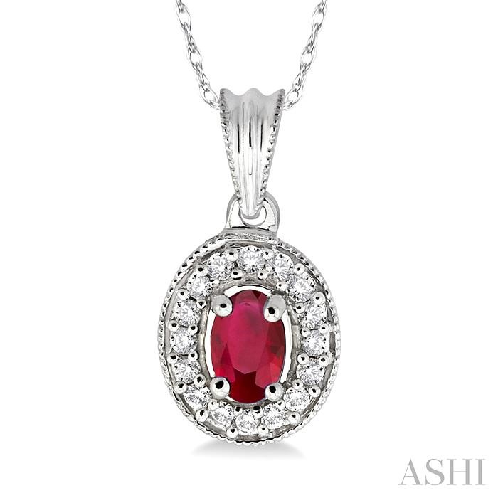 OVAL SHAPE GEMSTONE & DIAMOND PENDANT