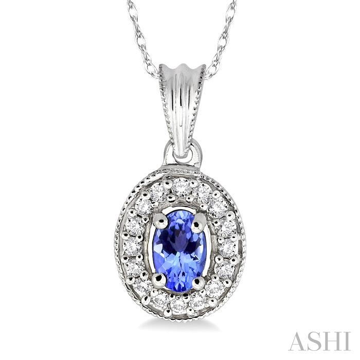 OVAL SHAPE GEMSTONE & DIAMOND PENDANT