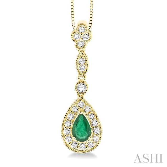 PEAR SHAPE GEMSTONE & DIAMOND PENDANT