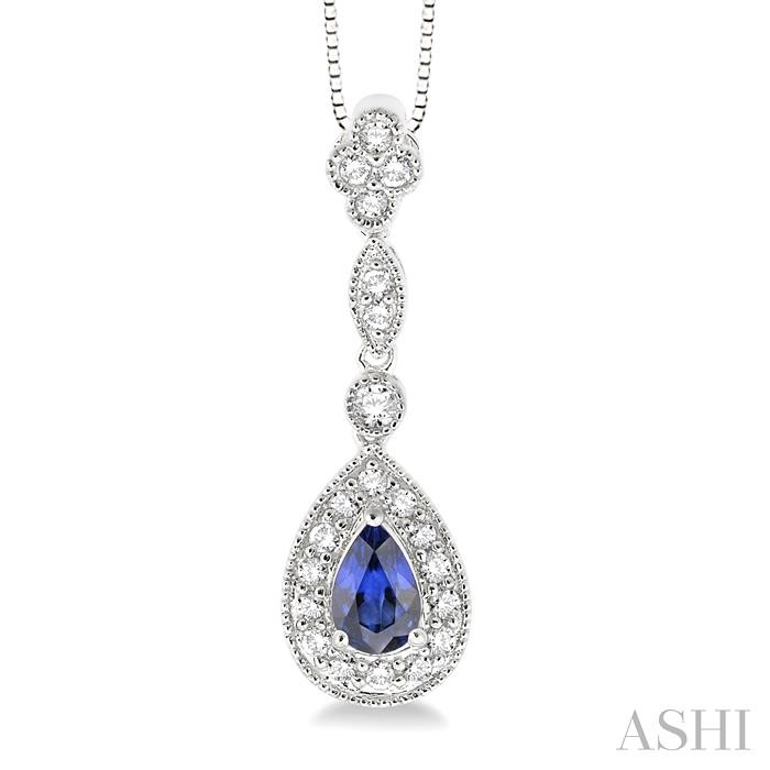 PEAR SHAPE GEMSTONE & DIAMOND PENDANT