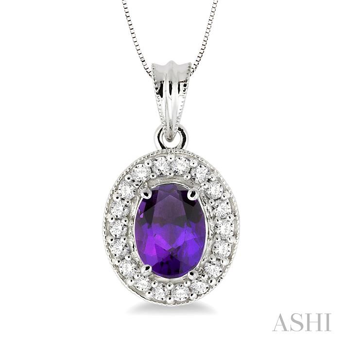 OVAL SHAPE GEMSTONE & DIAMOND PENDANT