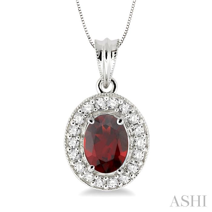 OVAL SHAPE GEMSTONE & DIAMOND PENDANT