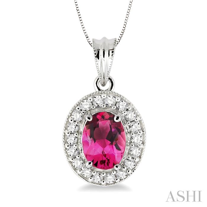 OVAL SHAPE GEMSTONE & DIAMOND PENDANT