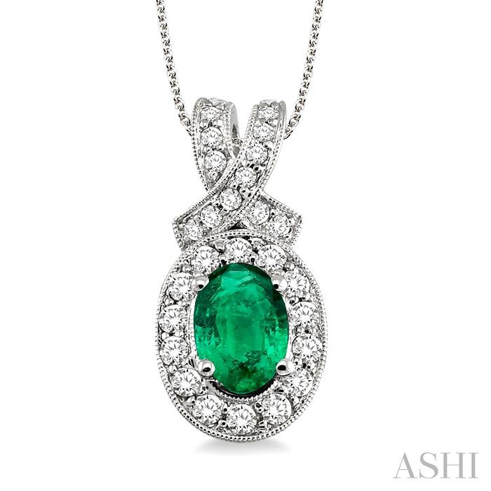 OVAL SHAPE GEMSTONE & DIAMOND PENDANT