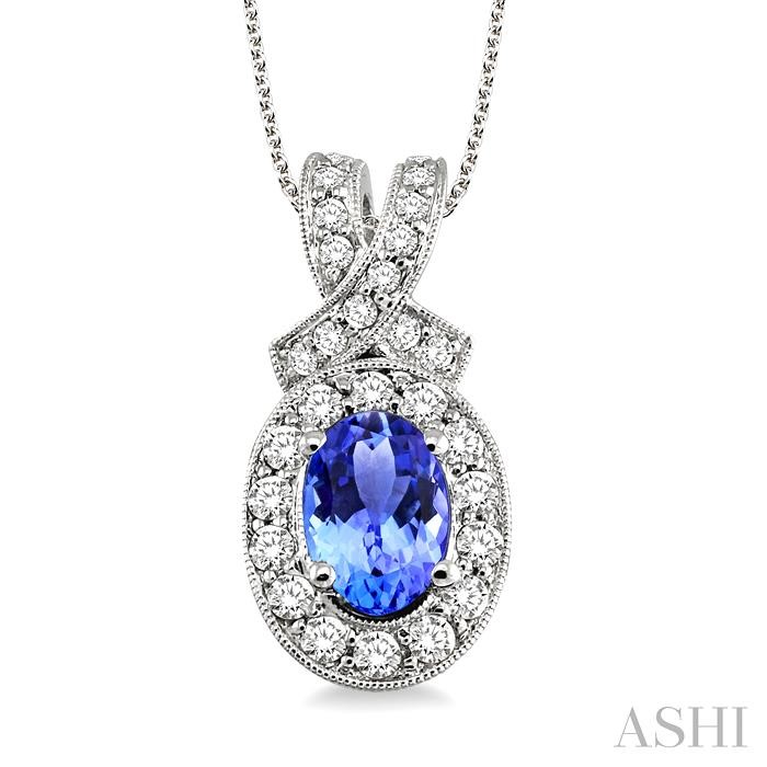 OVAL SHAPE GEMSTONE & DIAMOND PENDANT