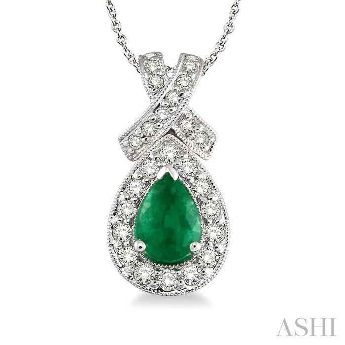 PEAR SHAPE GEMSTONE & DIAMOND PENDANT
