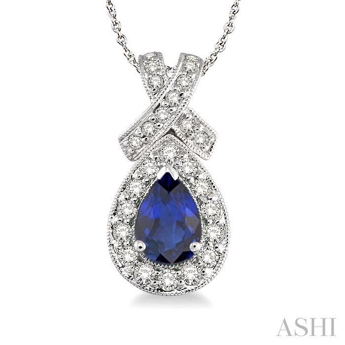 PEAR SHAPE GEMSTONE & DIAMOND PENDANT