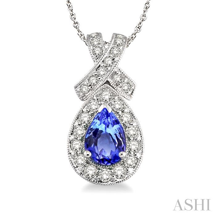 PEAR SHAPE GEMSTONE & DIAMOND PENDANT