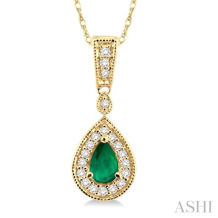 PEAR SHAPE GEMSTONE & DIAMOND PENDANT