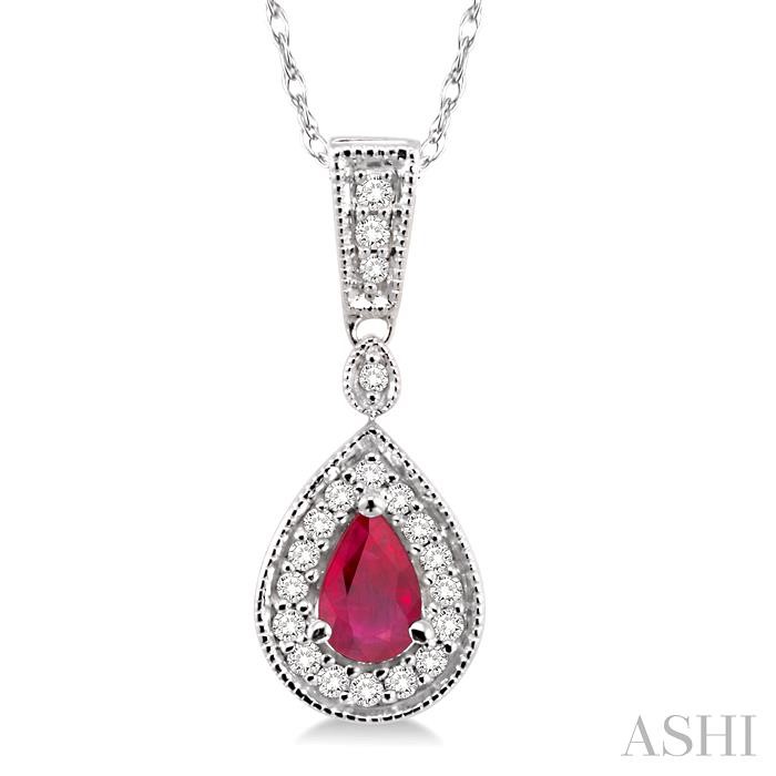 PEAR SHAPE GEMSTONE & DIAMOND PENDANT