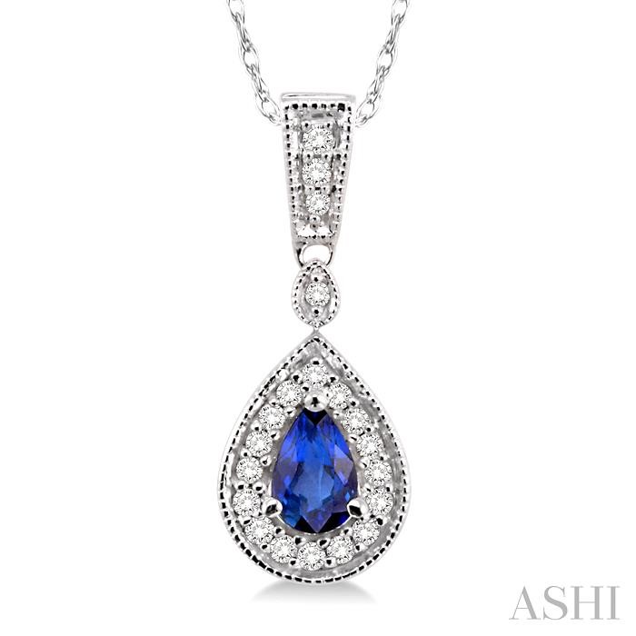 PEAR SHAPE GEMSTONE & DIAMOND PENDANT