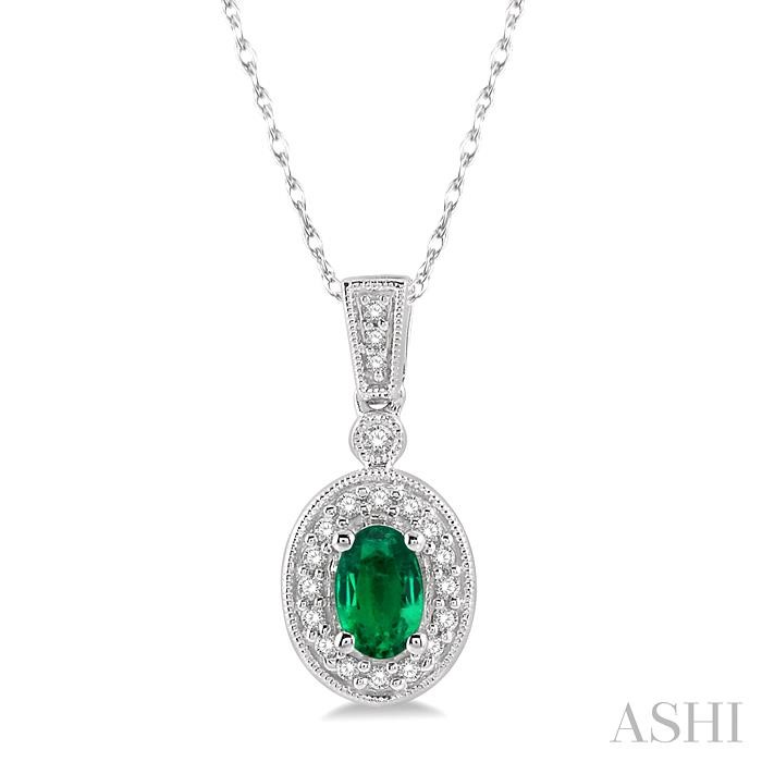 OVAL SHAPE GEMSTONE & DIAMOND PENDANT